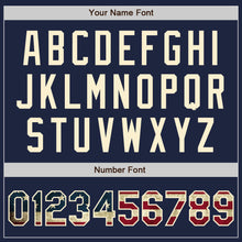 Load image into Gallery viewer, Custom Navy Vintage USA Flag-Cream Authentic Baseball Jersey
