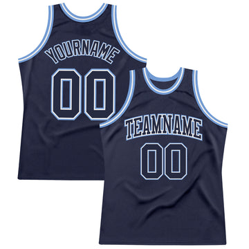 Custom Navy Navy-Light Blue Authentic Throwback Basketball Jersey