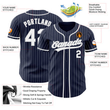Load image into Gallery viewer, Custom Navy White Pinstripe White-Gray Authentic Baseball Jersey

