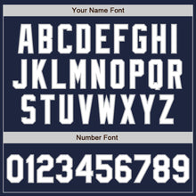 Load image into Gallery viewer, Custom Navy White Pinstripe White-Gray Authentic Baseball Jersey
