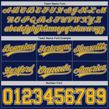 Load image into Gallery viewer, Custom Navy Gold-White Authentic Throwback Basketball Shorts

