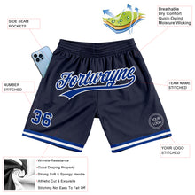 Load image into Gallery viewer, Custom Navy Royal-White Authentic Throwback Basketball Shorts
