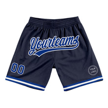Load image into Gallery viewer, Custom Navy Royal-White Authentic Throwback Basketball Shorts
