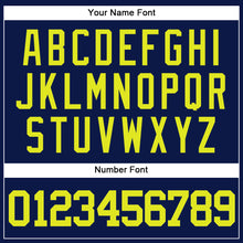 Load image into Gallery viewer, Custom Navy Neon Yellow Authentic Baseball Jersey
