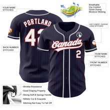 Load image into Gallery viewer, Custom Navy Red Pinstripe White-Gray Authentic Baseball Jersey
