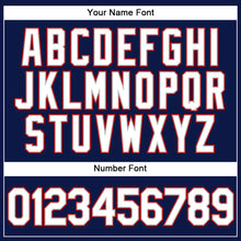 Load image into Gallery viewer, Custom Navy Red Pinstripe White-Gray Authentic Baseball Jersey
