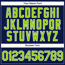 Load image into Gallery viewer, Custom Navy White Pinstripe Neon Green Authentic Baseball Jersey
