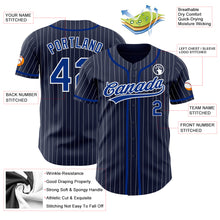 Load image into Gallery viewer, Custom Navy White Pinstripe Royal Authentic Baseball Jersey
