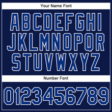 Load image into Gallery viewer, Custom Navy White Pinstripe Royal Authentic Baseball Jersey
