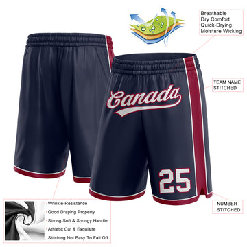 Custom Navy White-Maroon Authentic Basketball Shorts
