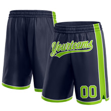 Load image into Gallery viewer, Custom Navy Neon Green-White Authentic Basketball Shorts

