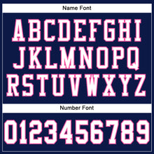 Load image into Gallery viewer, Custom Navy White-Pink Mesh Authentic Football Jersey
