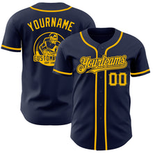 Load image into Gallery viewer, Custom Navy Gold Authentic Baseball Jersey
