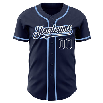 Custom Navy White-Light Blue Authentic Baseball Jersey