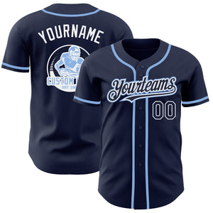 Custom Navy White-Light Blue Authentic Baseball Jersey