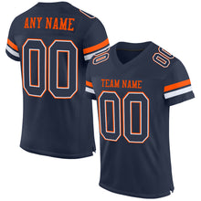 Load image into Gallery viewer, Custom Navy White-Orange Mesh Authentic Football Jersey
