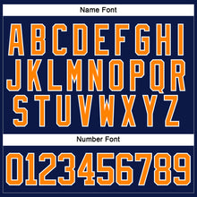 Load image into Gallery viewer, Custom Navy Bay Orange-White Hockey Lace Neck Jersey
