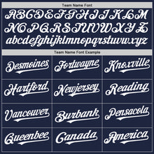 Load image into Gallery viewer, Custom Navy White Pinstripe Authentic Baseball Jersey
