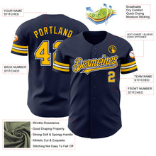 Load image into Gallery viewer, Custom Navy Gold-White Authentic Baseball Jersey
