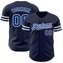 Load image into Gallery viewer, Custom Navy Royal-White Authentic Baseball Jersey
