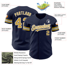 Load image into Gallery viewer, Custom Navy Old Gold-White Authentic Baseball Jersey
