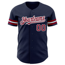 Load image into Gallery viewer, Custom Navy Crimson-White Authentic Baseball Jersey
