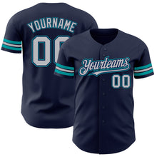 Load image into Gallery viewer, Custom Navy Gray-Teal Authentic Baseball Jersey
