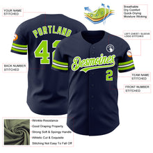 Load image into Gallery viewer, Custom Navy Neon Green-White Authentic Baseball Jersey
