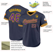Load image into Gallery viewer, Custom Navy Purple-Gold Authentic Throwback Baseball Jersey
