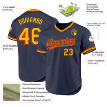 Load image into Gallery viewer, Custom Navy Gold-Orange Authentic Throwback Baseball Jersey
