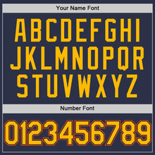 Load image into Gallery viewer, Custom Navy Gold-Orange Authentic Throwback Baseball Jersey
