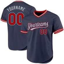 Load image into Gallery viewer, Custom Navy Red-Gray Authentic Throwback Baseball Jersey
