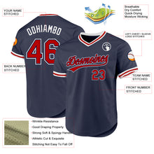 Load image into Gallery viewer, Custom Navy Red-White Authentic Throwback Baseball Jersey
