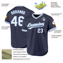 Load image into Gallery viewer, Custom Navy White-Light Blue Authentic Throwback Baseball Jersey
