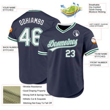 Load image into Gallery viewer, Custom Navy White-Kelly Green Authentic Throwback Baseball Jersey
