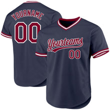Load image into Gallery viewer, Custom Navy Maroon-White Authentic Throwback Baseball Jersey

