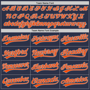 Custom Navy Orange-Gray Authentic Throwback Baseball Jersey