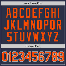 Load image into Gallery viewer, Custom Navy Orange-Gray Authentic Throwback Baseball Jersey
