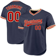 Load image into Gallery viewer, Custom Navy Red-Cream Authentic Throwback Baseball Jersey
