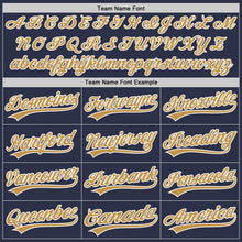 Load image into Gallery viewer, Custom Navy Old Gold-White Authentic Throwback Baseball Jersey
