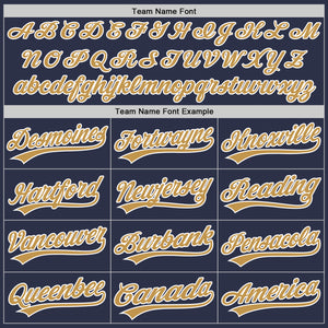 Custom Navy Old Gold-White Authentic Throwback Baseball Jersey