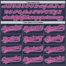 Load image into Gallery viewer, Custom Navy Pink-White Authentic Throwback Baseball Jersey

