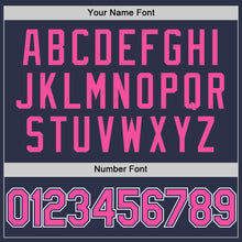 Load image into Gallery viewer, Custom Navy Pink-White Authentic Throwback Baseball Jersey
