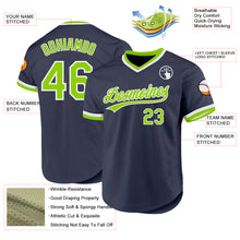 Load image into Gallery viewer, Custom Navy Neon Green-White Authentic Throwback Baseball Jersey
