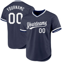 Load image into Gallery viewer, Custom Navy White Authentic Throwback Baseball Jersey
