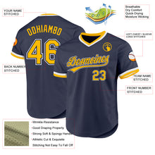 Load image into Gallery viewer, Custom Navy Gold-White Authentic Throwback Baseball Jersey
