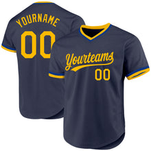 Load image into Gallery viewer, Custom Navy Gold-Royal Authentic Throwback Baseball Jersey
