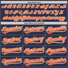 Load image into Gallery viewer, Custom Navy Orange-White Authentic Throwback Baseball Jersey
