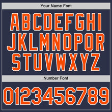 Load image into Gallery viewer, Custom Navy Orange-White Authentic Throwback Baseball Jersey
