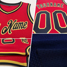 Load image into Gallery viewer, Custom Navy Old Gold-Red Authentic Throwback Basketball Jersey
